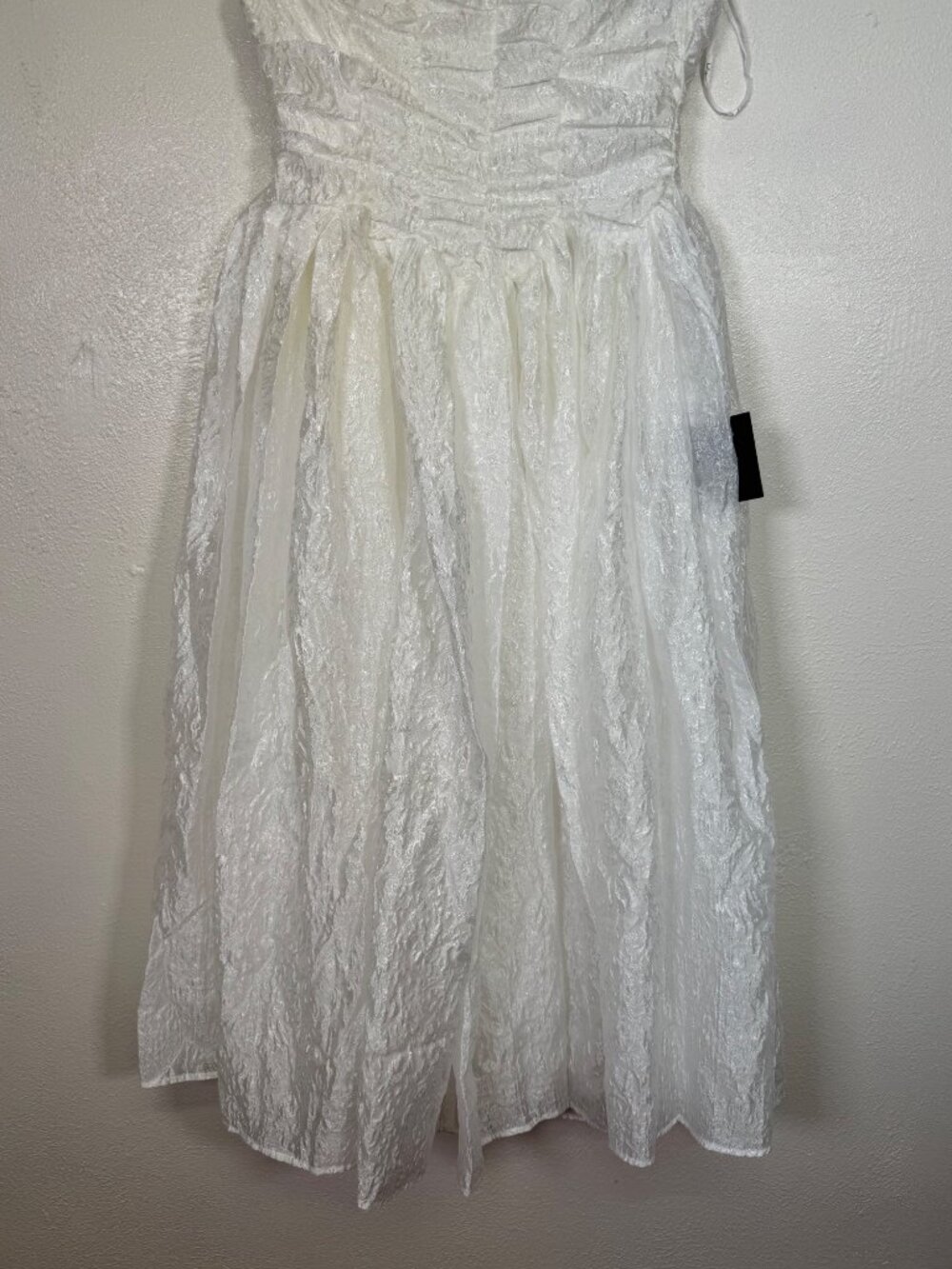 Lulus Analeia Ivory Jacquard Lace-Up Strapless Midi Dress Wedding Princess Small - Picture 7 of 16